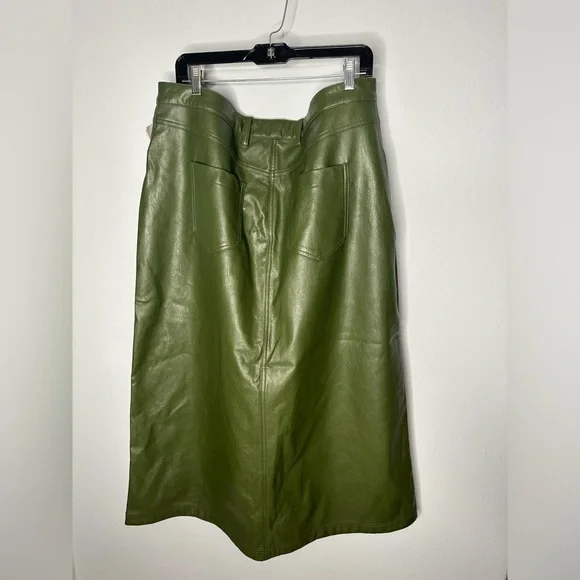 Pilcro Green Faux Leather Midi Skirt women’s new size 18  dark green - Picture 5 of 5